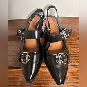 Women’s Peyton Double Buckle Slingback Flats with Memory Foam Insole- Wild Fable